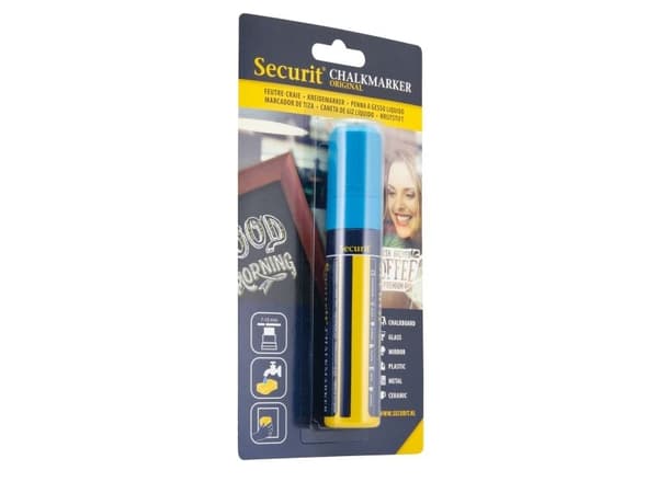 Securit® original kritmarker med blockspets i blå