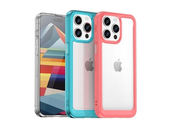 Forsterket etui med fleksibel ramme for iPhone 15 Outer Space - blå