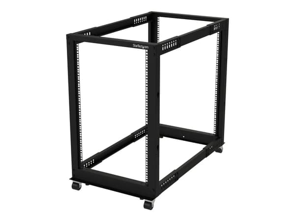 Startech 18U 19" Open Frame Server Rack, 4 Post Adjustable Depth 22-40" Mobile, Free Standing Rolling Network/Computer Equipment Data Rack, Dell Po...