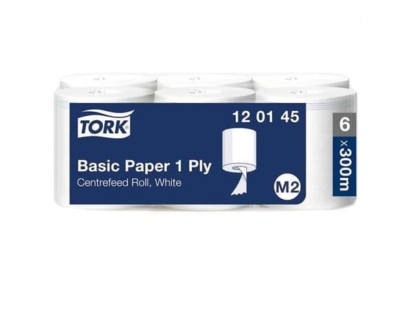 Aftørringspapir Basic hvid M2 1lags 6stk