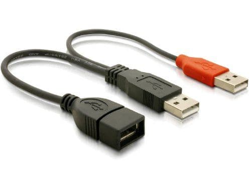 Delock - USB-kabel - USB, USB (kun strøm) (hann) til USB (hunn) - USB 2.0 - 23 cm
