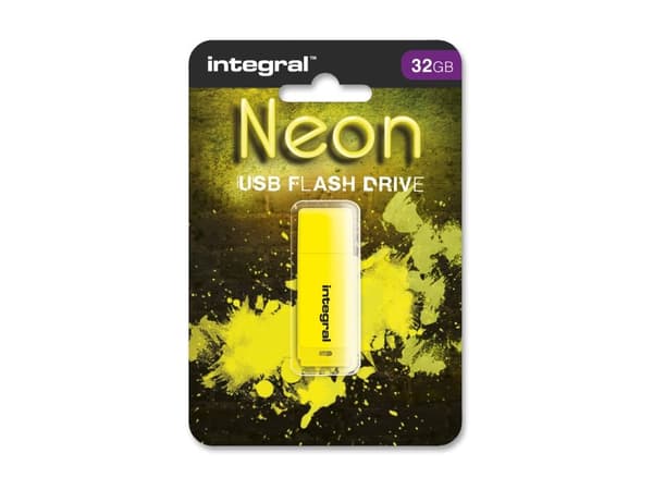 Integral Neon - USB flash-enhet - 32 GB - USB 2.0 - gul