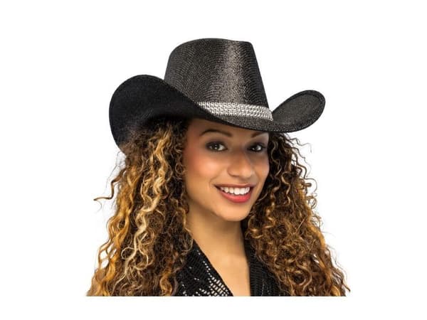 Sort Cowboyhat, metallic