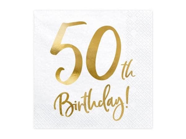 Servietter 50th birthday, guld