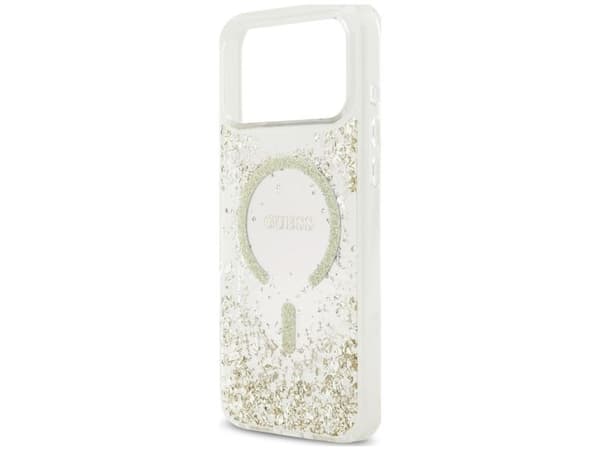 Guess Resin Bottom Glitter MagSafe Case for iPhone 18 Pro Max / 17 Pro Max - Gold