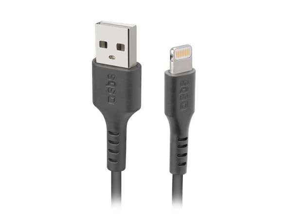 SBS TECABLEUSBIP589K, 1 m, Lightning, USB A, Hankjønn, Hankjønn, Sort
