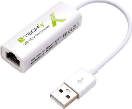 Techly IDATA ADAP-USB2TY2, Langallinen, USB, Ethernet, 100 Mbit/s, Valkoinen