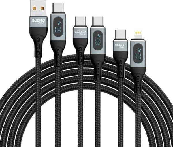 USB Dudao USB-C til Lightning-kabel svart (6973687243692)