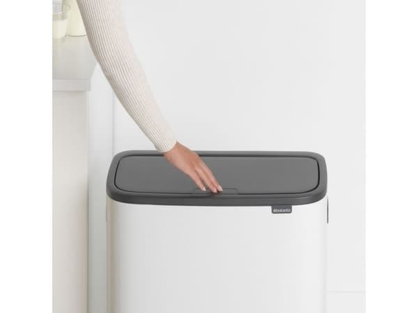 Brabantia Bo Touch Bin, 60 l, Rektangulär, Plast, Svart, Vit, Plast, 545 mm