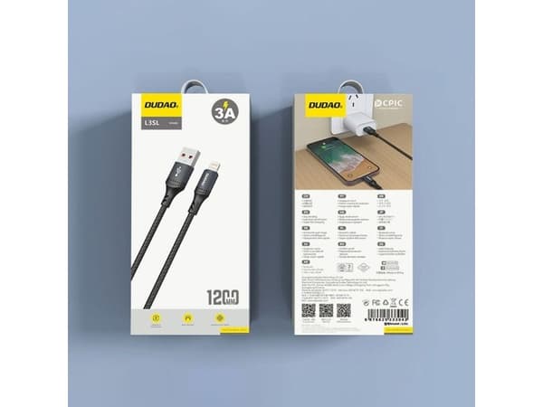 Dudao USB-A - Lightning USB-kaapeli 1,2 m musta (6976625333042)