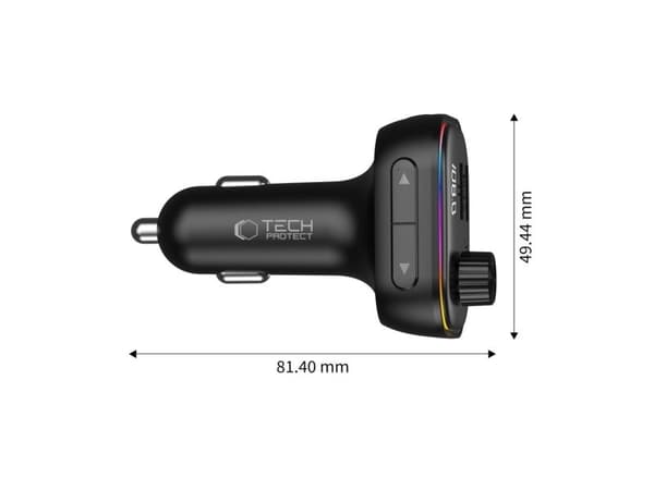 Tech-Protect CC07 3-port PD 54W billader + Bluetooth FM-sender - svart