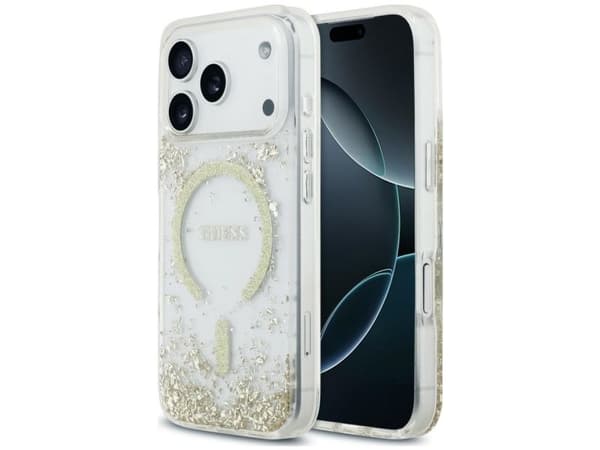 Guess Resin Bottom Glitter MagSafe Case for iPhone 18 Pro / 17 Pro - Gold