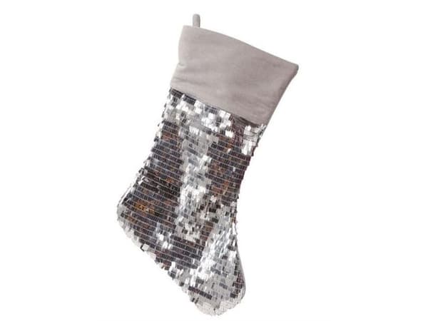 Julesok med sølv paillet