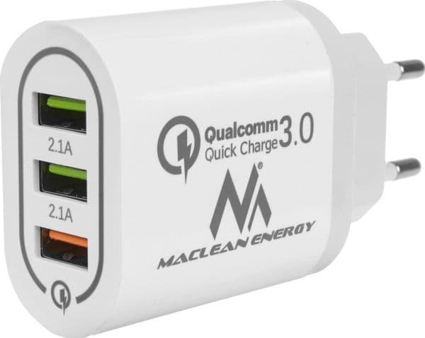 Maclean MCE479 W QC 3.0 3xUSB-lader hvit