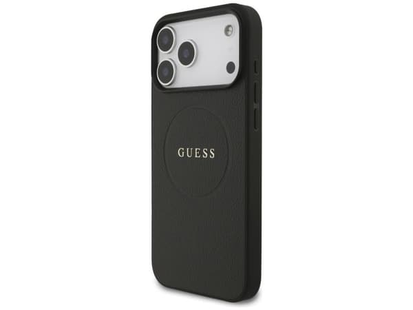 Hurtel Guess grained ring MagSafe-deksel til iPhone 17 Pro Max, svart