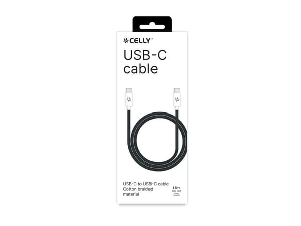 Celly USBCUSBCCOTTBK, 1,5 m, USB C, USB C, Svart, Vit