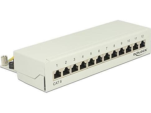 Delock - Patch-panel - CAT 6 - RJ-45 X 12 - ljusgrå, RAL 7035