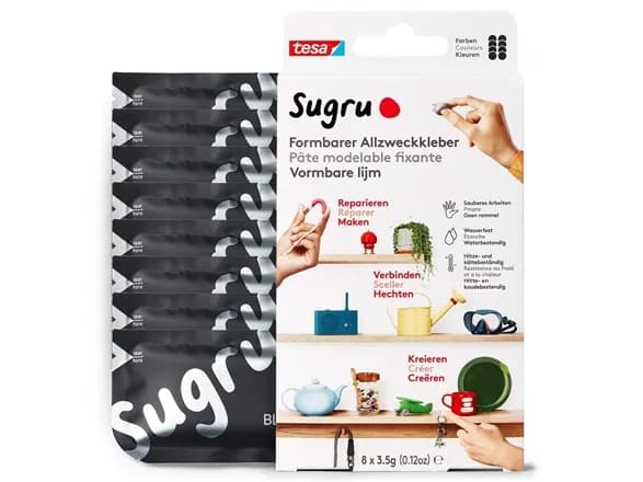 tesa Sugru formbart universalhäftämne 3x3,5g svart/vitt/grått