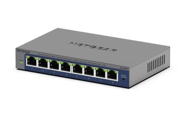 NETGEAR Plus GS108Ev4 - Switch - ohanterad - skrivbordsmodell, väggmonterbar