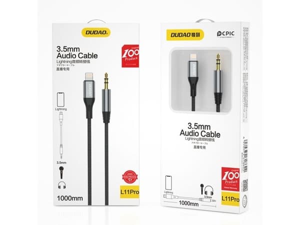 Dudao ljudkabel Lightning - mini-jack 3,5 mm 1 m grå (L11PRO)