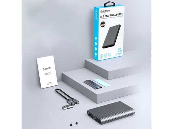 Drive Pocket 2x M.2 SATA+NVME USB-C 3.2 10Gbps - Harmaa