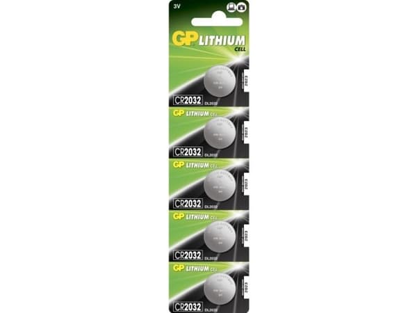 GP knapcelle, Lithium, CR2032, 5-pak