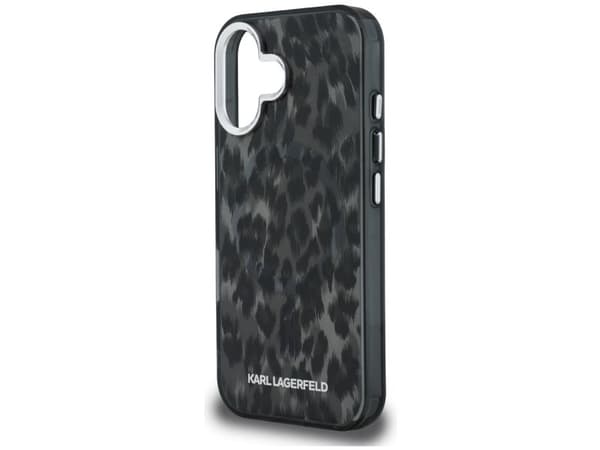 Karl Lagerfeld IML Leopard Pattern MagSafe Case for iPhone 16 - Black
