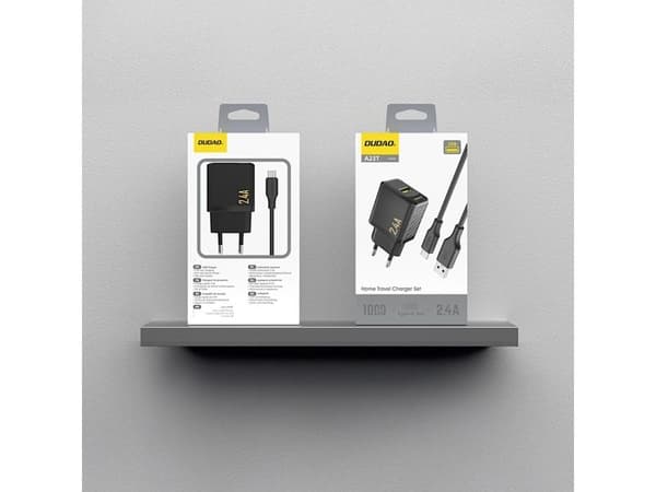Dudao A23TEU Adapter 12Watt 1xUSB-A (1m USB-A to USB-C cable included) Sort