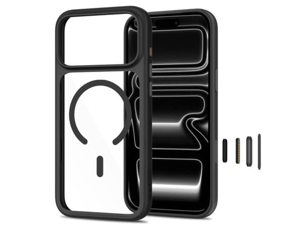 Tech-Protect MagOne CC MagSafe Case + Tempered Glass 2-Pack for iPhone 18 Pro / 17 Pro - Clear Black