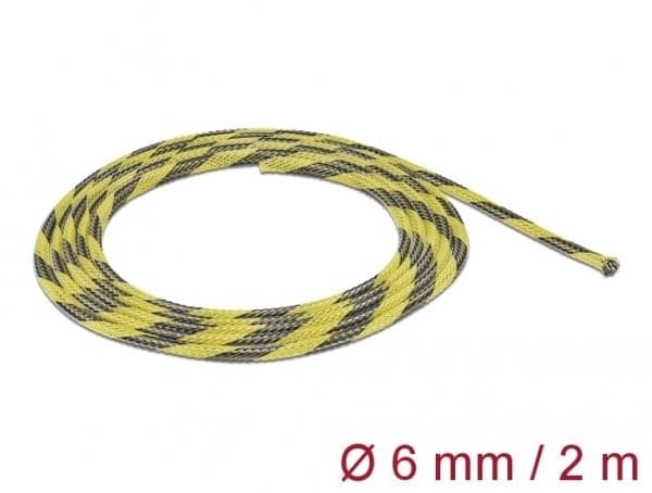 Delock - Flätad ärm - sträckbar - 2 m - svart, gul