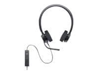 Dell Pro Stereo Headset WH3022 - Headset - kabelansluten - USB - Certifierad för Microsoft-teams, Zoomcertifierad