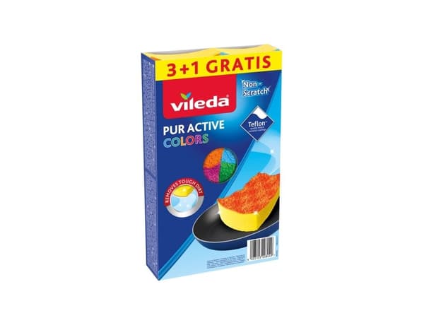 Vileda Pur Active Colors oppvasksvamp 4 stk