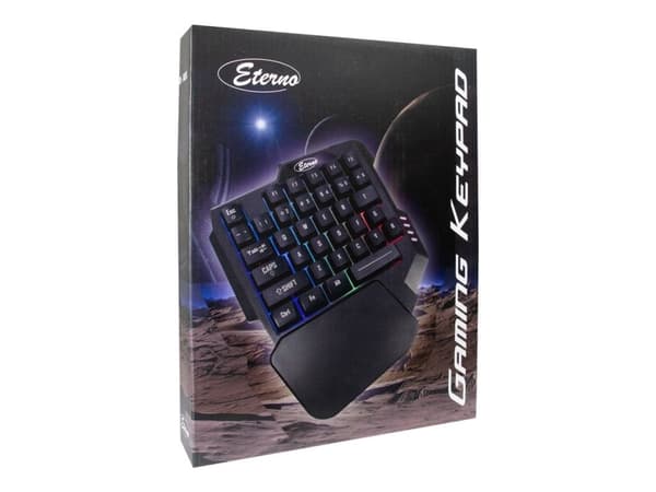 Inter-Tech KB-3035, Mini, Langallinen, USB, QWERTY, RGB LED, Musta
