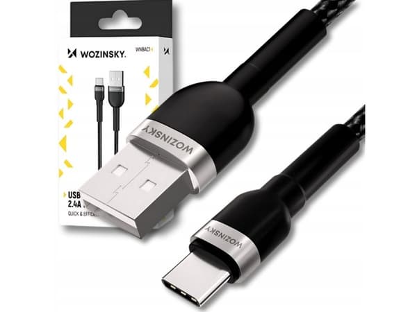Wozinsky WNBAC2 USB-A / USB-C 2.4A 2 m kaapeli - musta