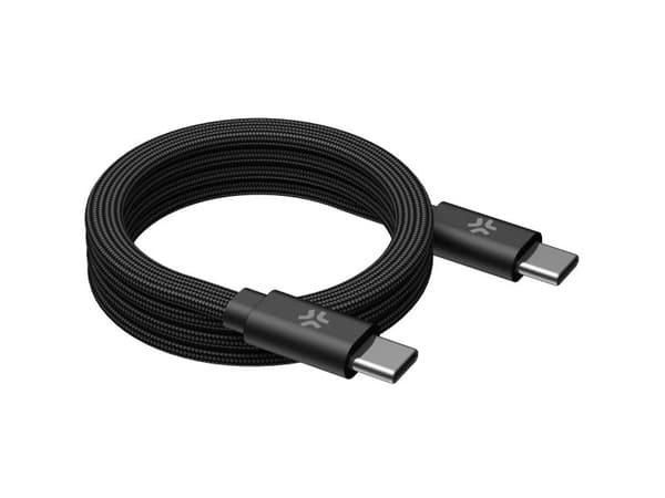 USB-C Kabel 60W Magnetisk Flätad Flat 1m Svart