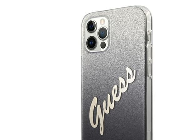 Guess GUHCP12MPCUGLSBK iPhone 12/12 Pro 6,1" hardcase Glitter Gradient Script - sortere/sortere