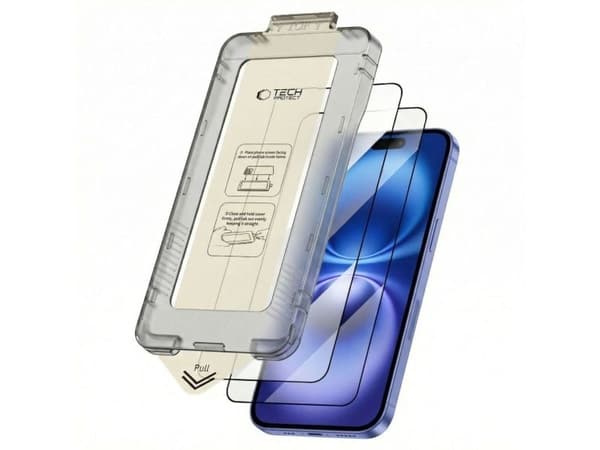 Tech-Protect herdet glass Tech-Protect Quick Set+ 2-pak til iPhone 15 / 16 svart