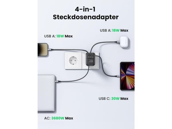 Ugreen 90613, inomhus, AC, Svart