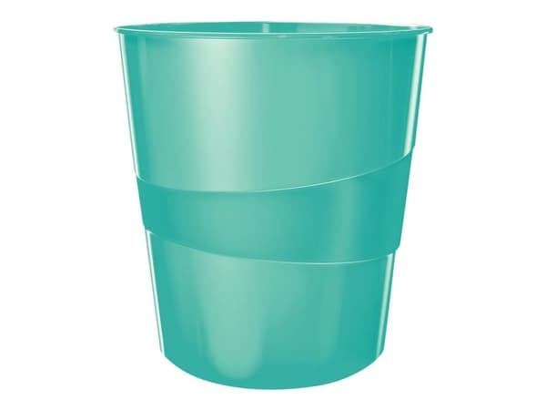 Leitz WOW Plus - Avfallskurv - 15 L - håndtak - polystyren - isblå metallisk