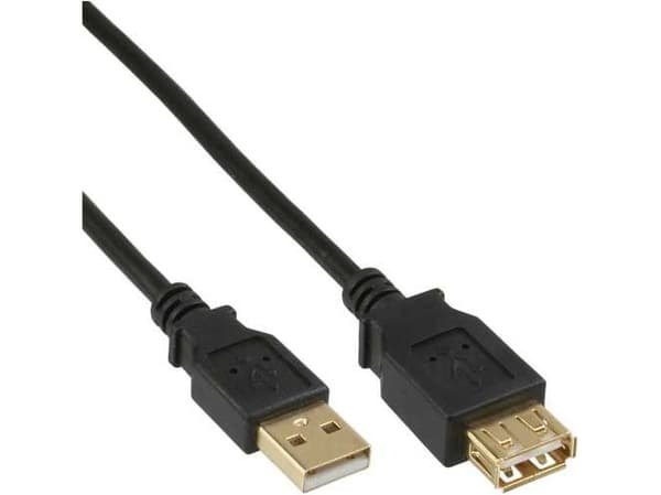 InLine 34610S, 1 m, USB A, USB A, Uros/naaras, 480 Mbit/s, Musta