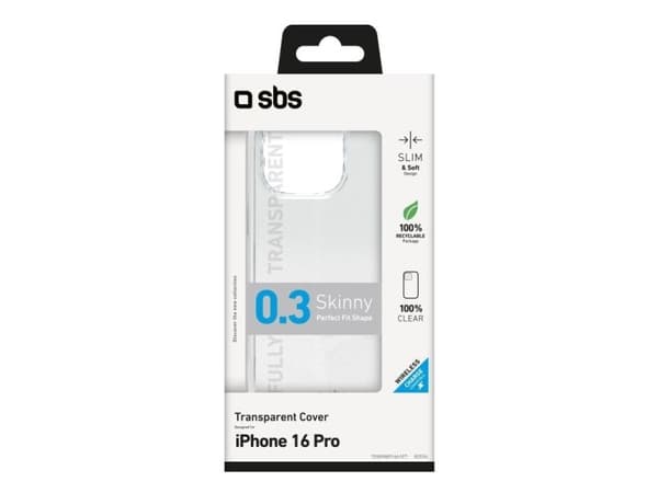 SBS Skinny-deksel til iPhone 16 Pro - transparent