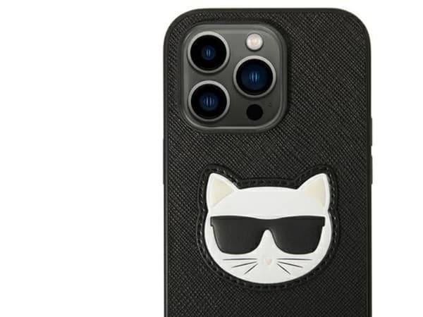 Karl Lagerfeld Saffiano Choupette Head Patch-deksel til iPhone 14 Pro - svart