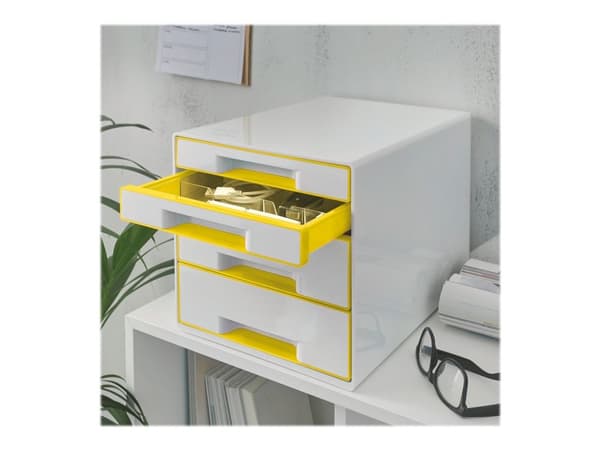 Leitz WOW CUBE - Skuffskap - 4 skuffer - for A4 Maxi - gul