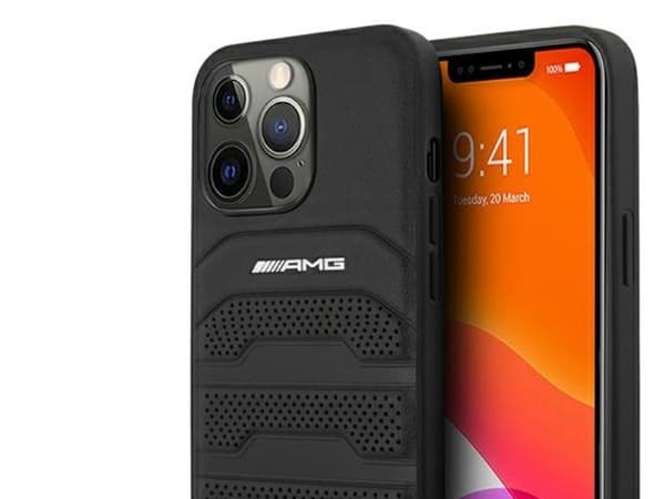 AMG lærpregede linje-deksel til iPhone 13 Pro / iPhone 13 - svart
