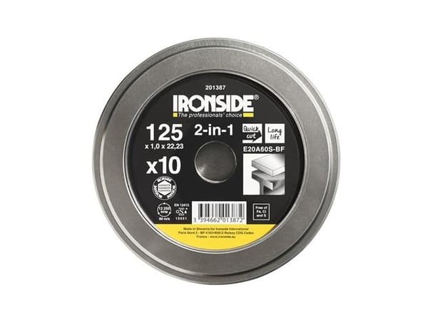 Skæreskive 2-in-1 125x1,0 plan st/rf 10s