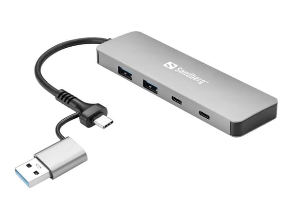 Sandberg - Hub - USB-C/A - 2 x SuperSpeed USB 3.0 + 2 x USB-C - stasjonær