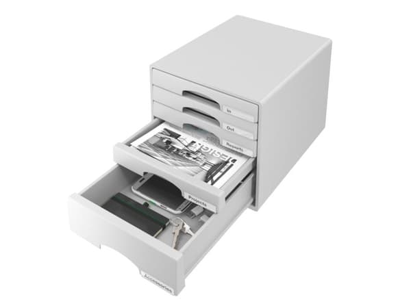 Leitz Plus - Skuffskap - 5 skuffer - for 245 x 330 mm - grå