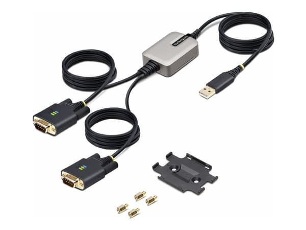 StarTech 13ft (4m) 2-Port USB to Serial Adapter Cable, Interchangeable DB9 Screws/Nuts, COM Retention, USB-A to DB9 RS232, FTDI, Level-4 ESD Protec...