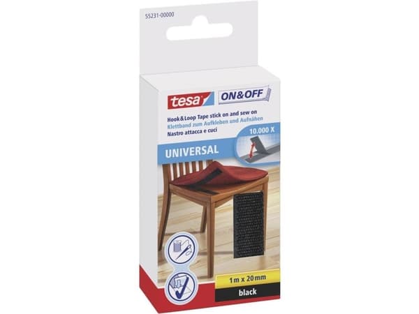 Tesa On & Off - Monteringsbindemedel - 2 cm x 1 m - svart