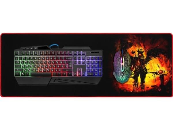 Defender WARRIOR, Sort, Bilde, Stoff, Gummi, Antiskliunderlag, Musematte til gaming